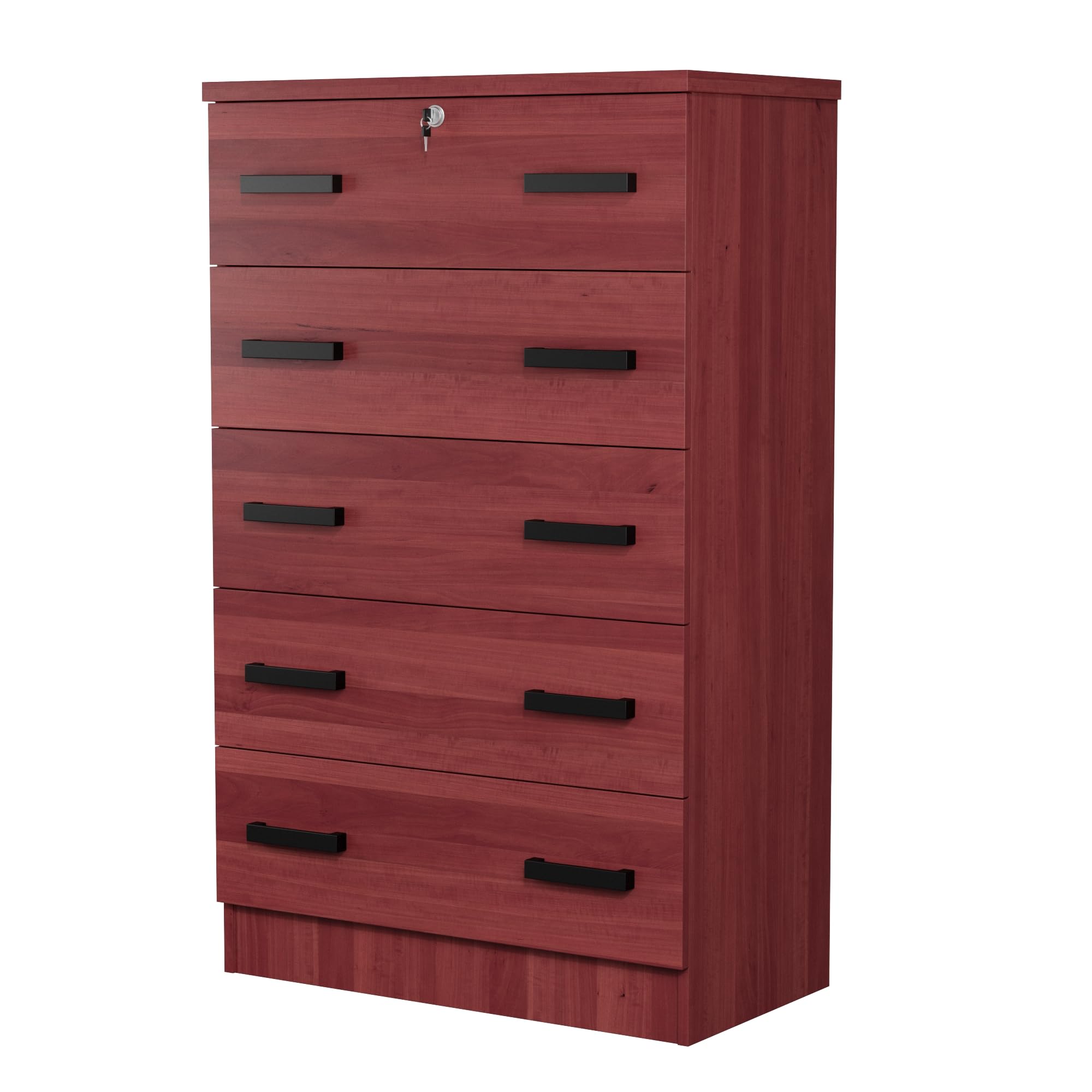 Woodpeckers Furniture And Mattress Cindy 5 Drawer Chest Wooden Dresser (Mahogany)