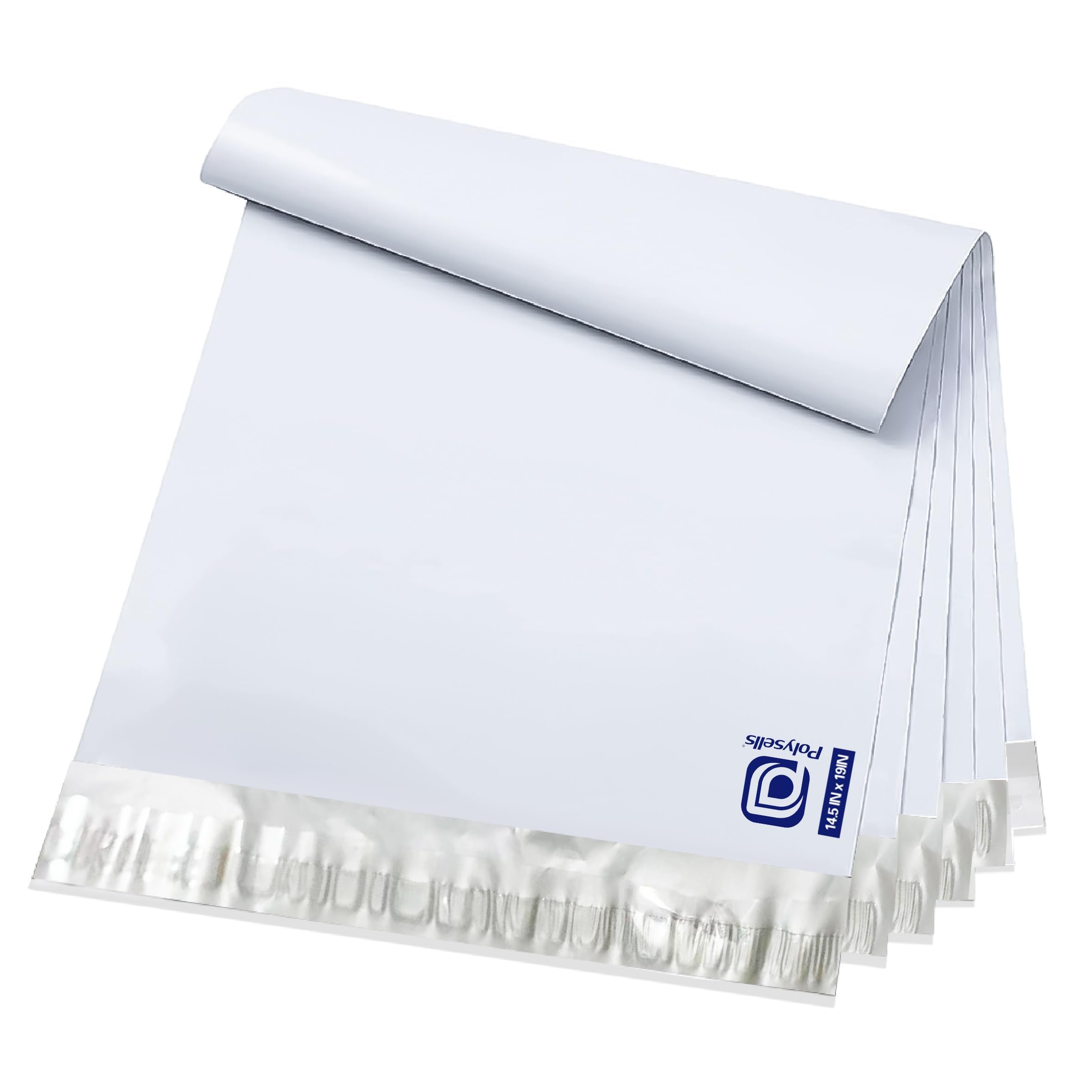Polysells 1000 Pcs 14.5X19 Inches White X Silver Poly Mailers Shipping Envelopes, Strong Adhesive Sealing, Waterproof, And Tear-
