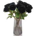 Hananona Black Artificial Roses for Flower Arrangement, 12 Pcs Silk Black Roses Bouquet for Halloween Home Decoration, Faux Blac