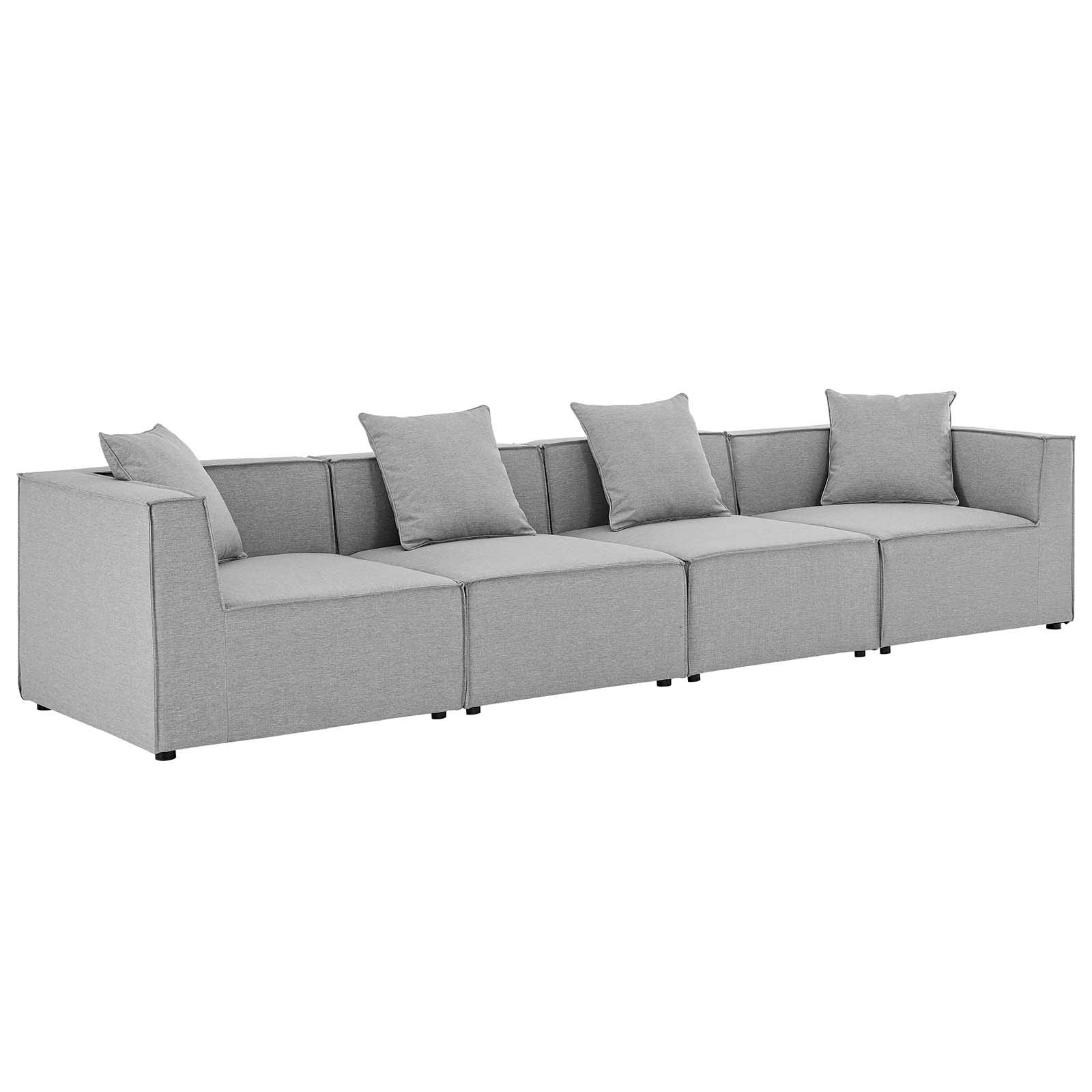 Modway Eei-4381-Gry Saybrook Outdoor Patio Upholstered 4-Piece Sectional Sofa, Gray