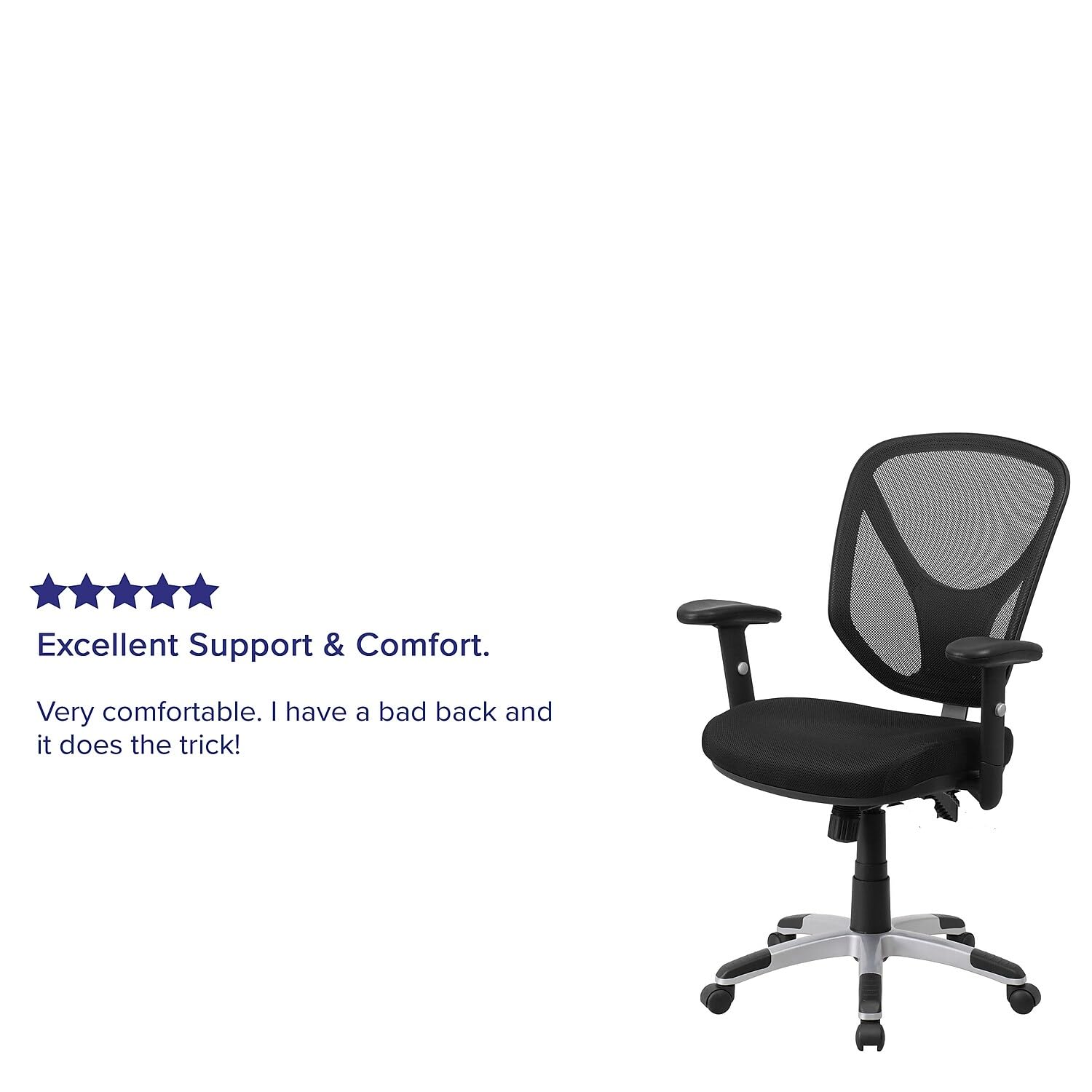 Flash Furniture Sam Mid-Back Black Mesh Multifunction Swivel Ergonomic Task Office Chair With Adjustable Arms