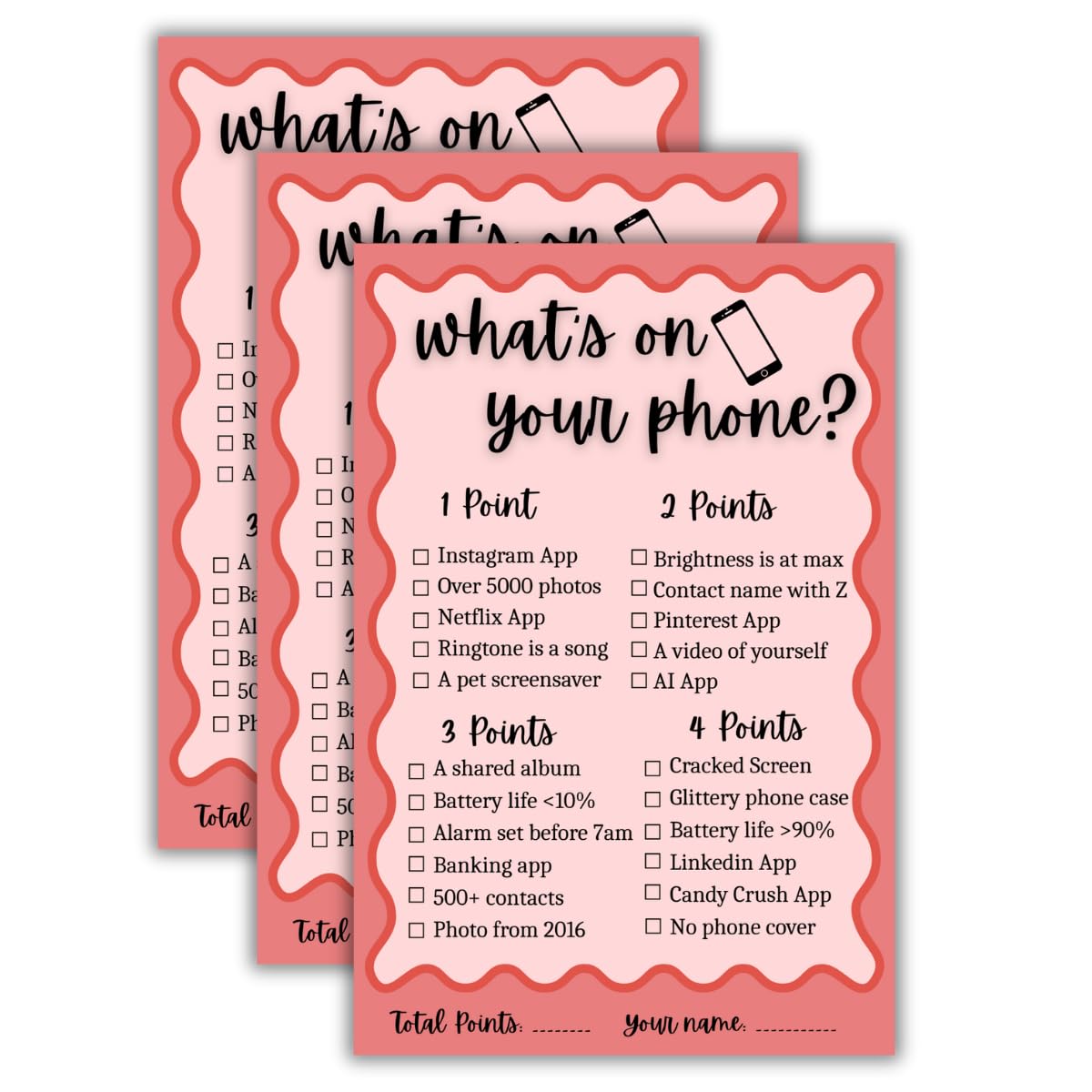 The Decor Cycle Pack of 10 Cards, Whats on Your Phone, Bachelorette Games, Bride to be Celebrations, Birthday Games, Kitty Part