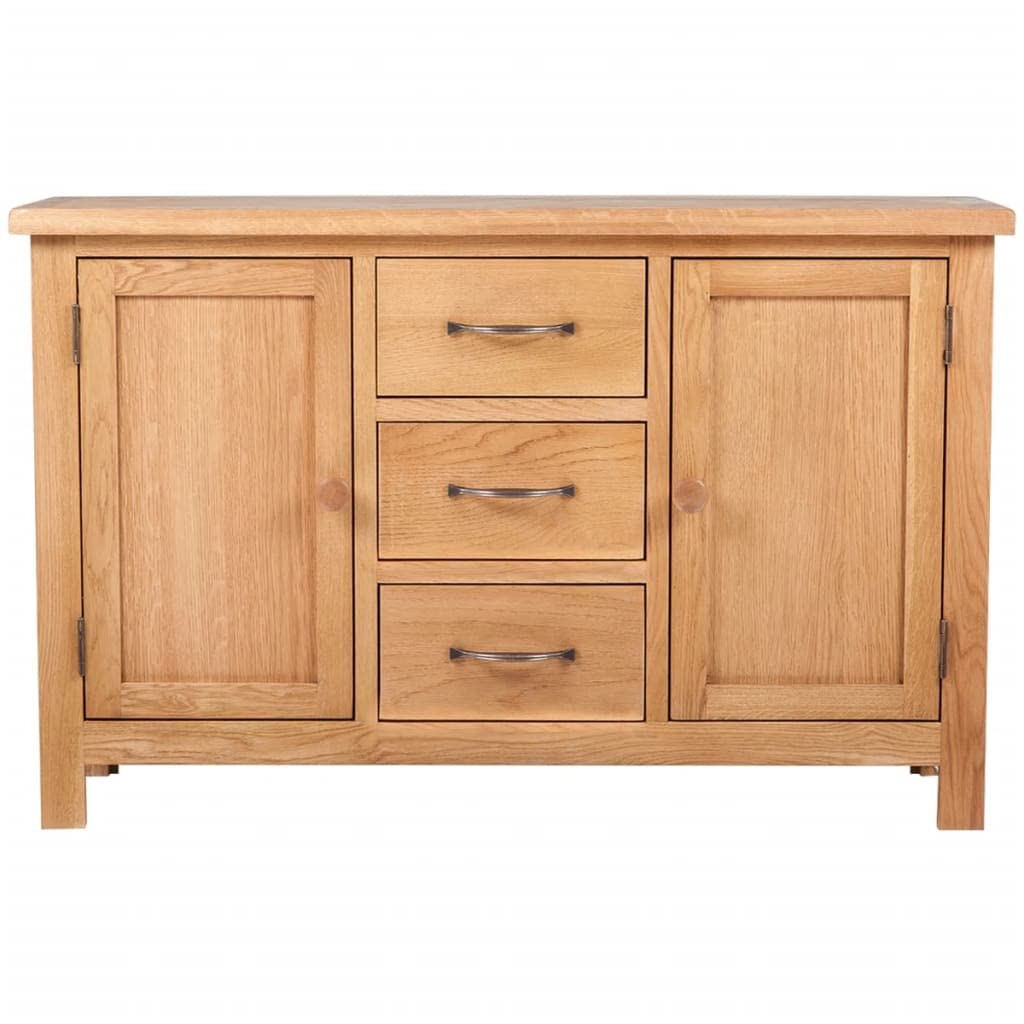 vidaXL Solid Oak Sideboard w/ 3 Drawers 2 Doors Side Storage Cabinet Cupboard