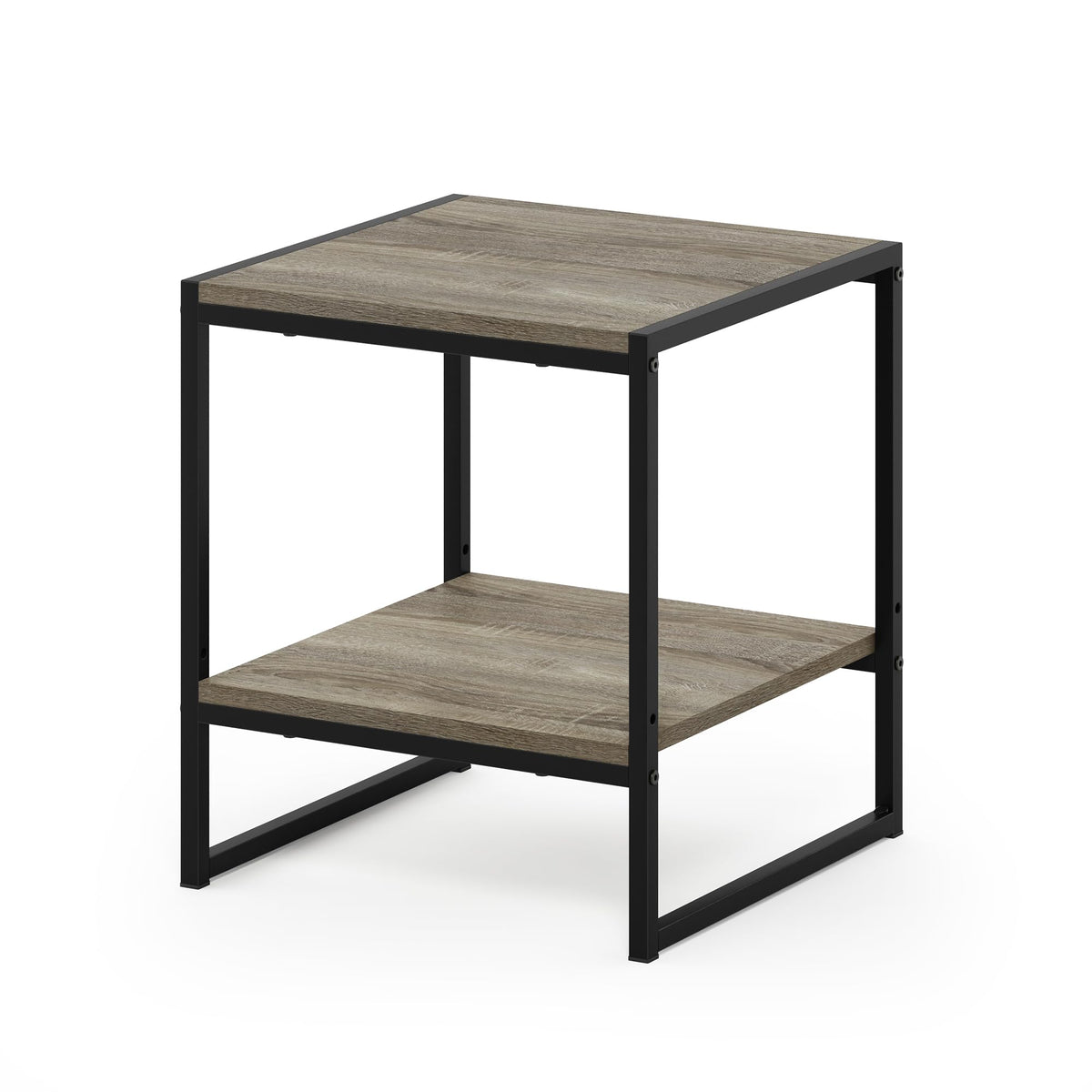 Furinno FM19122GYW Camnus Modern Living 2-Tier End Table, French Oak Grey, 15.9 in x 15.75 in x 18 in