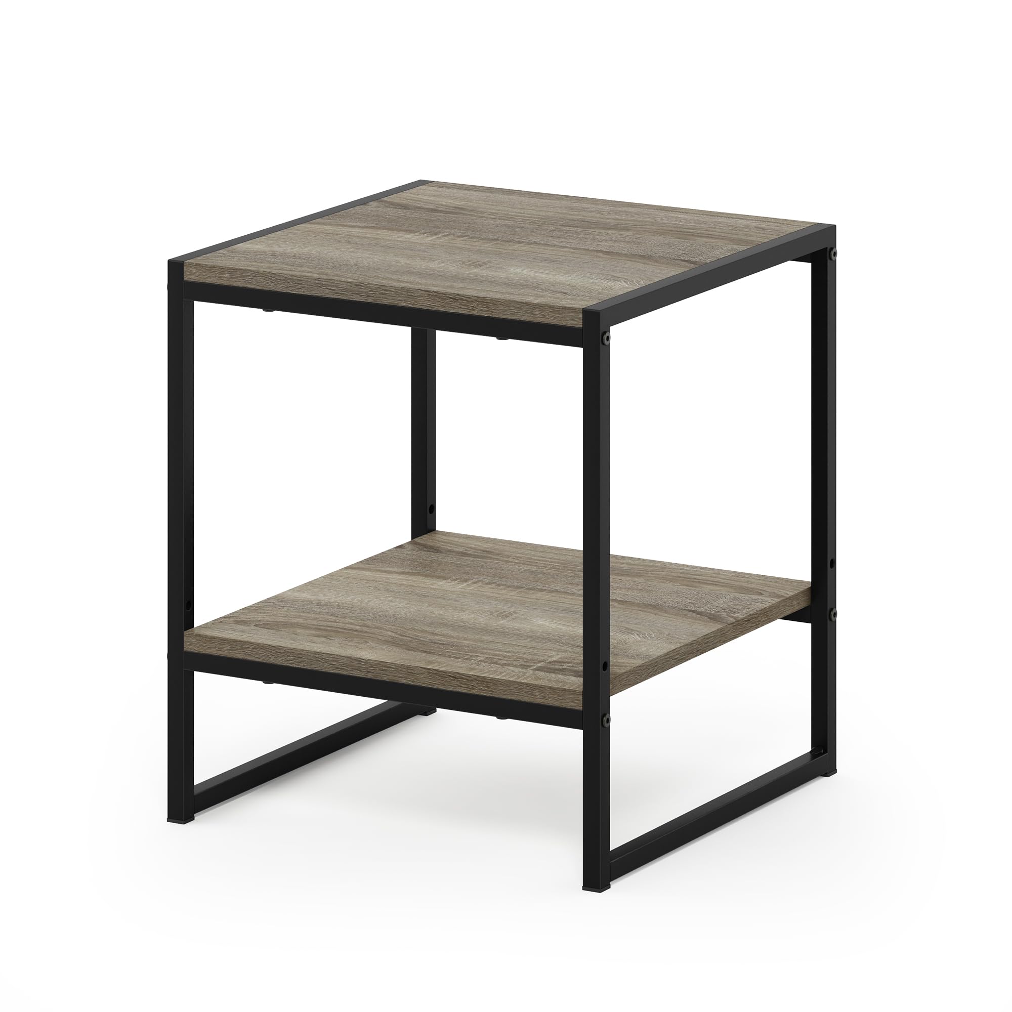 Furinno FM19122GYW Camnus Modern Living 2-Tier End Table, French Oak Grey, 15.9 in x 15.75 in x 18 in