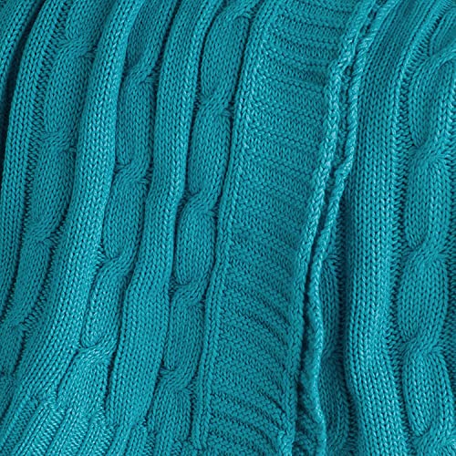 Rizzy Home | TH0158 | Throw | 50"x60" Teal Cable Knit Throws