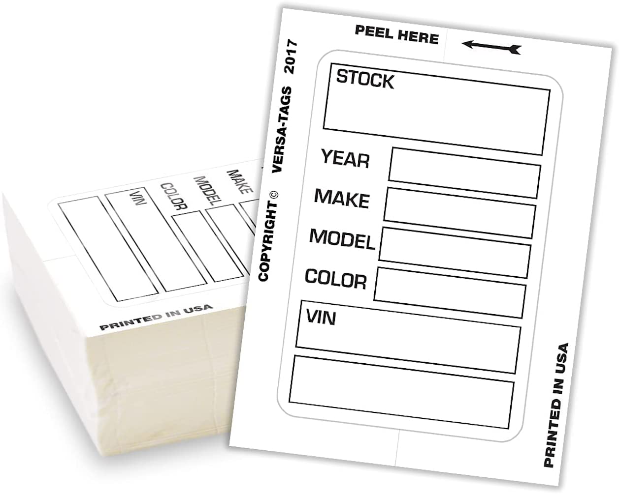 Versa-Tags Car Dealer Stock Stickers Improved Design 100 White Inventory Window Stickers Car Dealer Window Stickers Kleer-Bak Wi