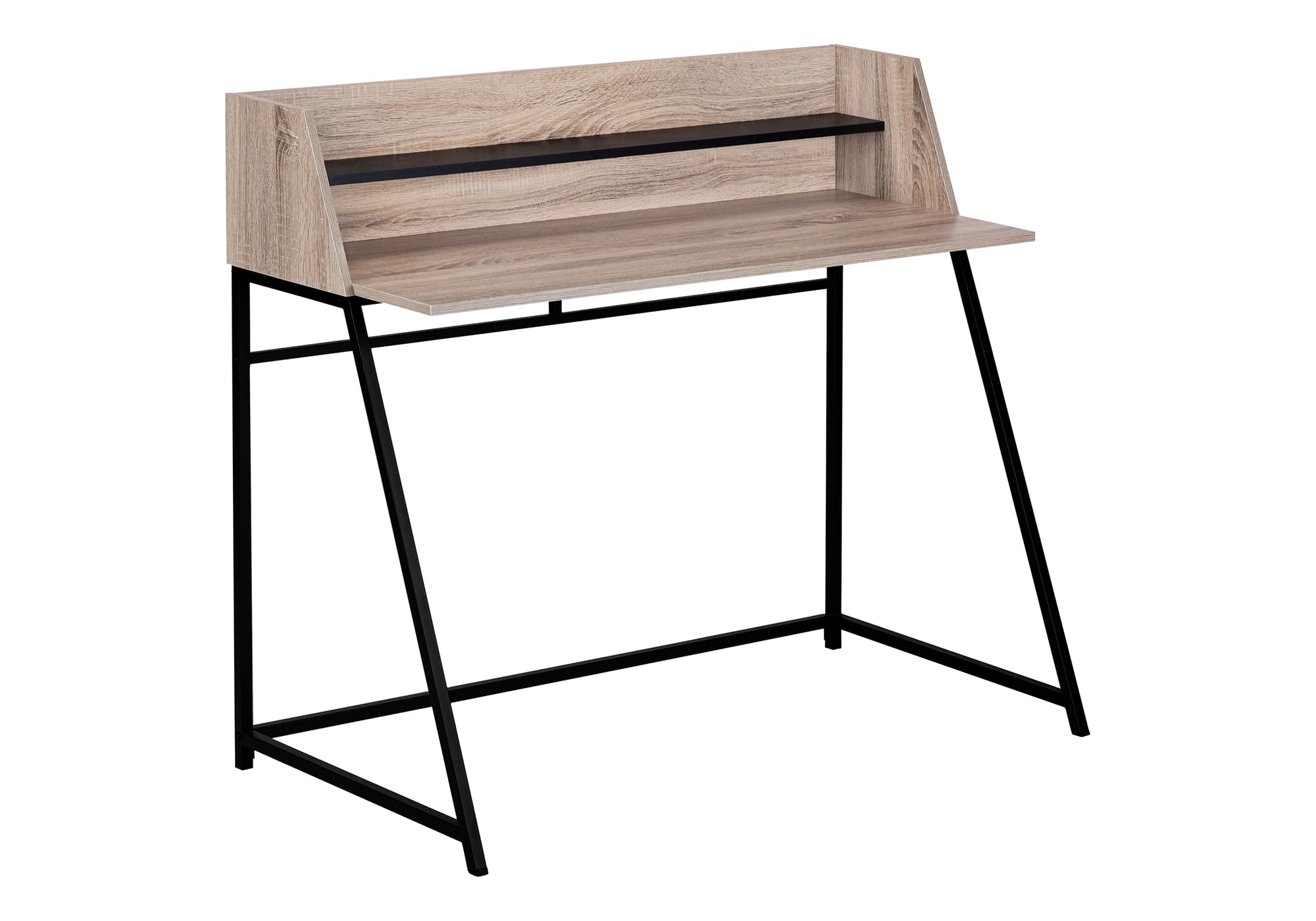 Monarch Specialties 7546 Computer Desk, Home Office, Laptop, Storage Shelves, 48 L, Work, Metal, Laminate, Brown, Contemporary, 
