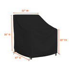 Covers & All Outdoor Chair Cover, 12 Oz Waterproof Uv & Weather Resistant Patio Furniture Sofa Cover For Outdoor Outside Seating Lawn Garden, With Air Vents & Drawstrings (32'W X 37'D X 36'H, Black)