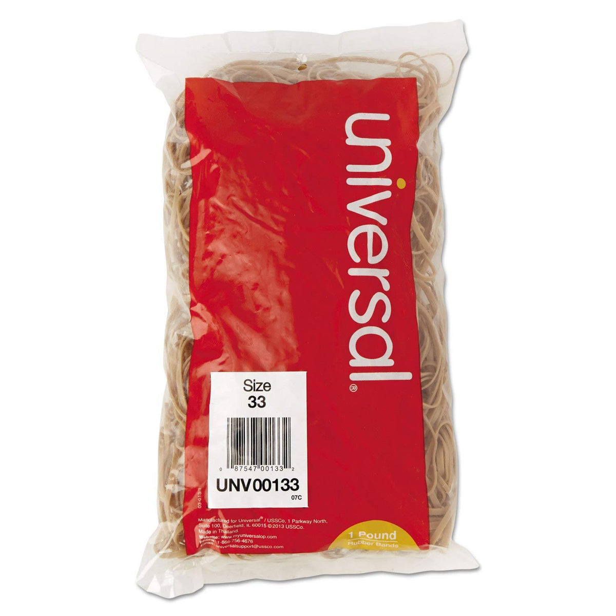 Universal Office Products 00133 Rubber Bands, Size 33, 3-1/2 X 1/8, 640 Bands/1Lb Pack, 6 Pack