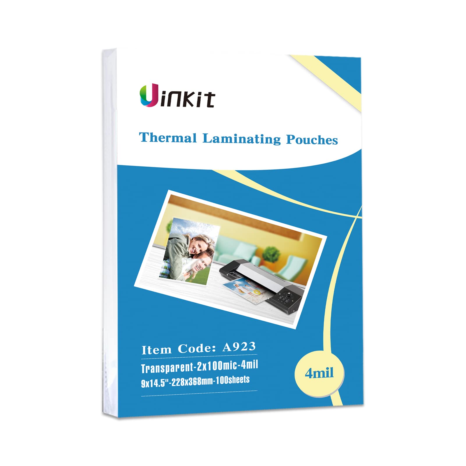 Uinkit Legal Thermal Laminating Pouches 9X14.5Inches 4Mil Legal Size 100Pack Clear Glossy Lamination Sheets Laminator Pockets (9