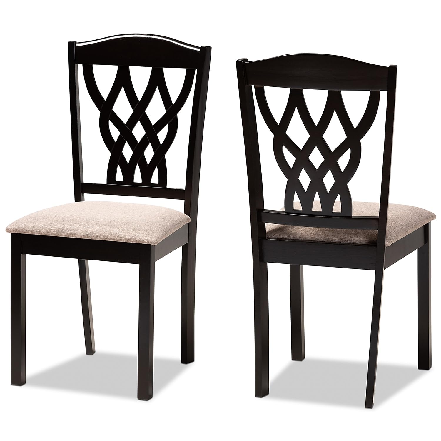 Baxton Studio Delilah Modern Fabric Dining Chair, Sand and Dark Brown, 2/Set (171-2PC-10953HT)