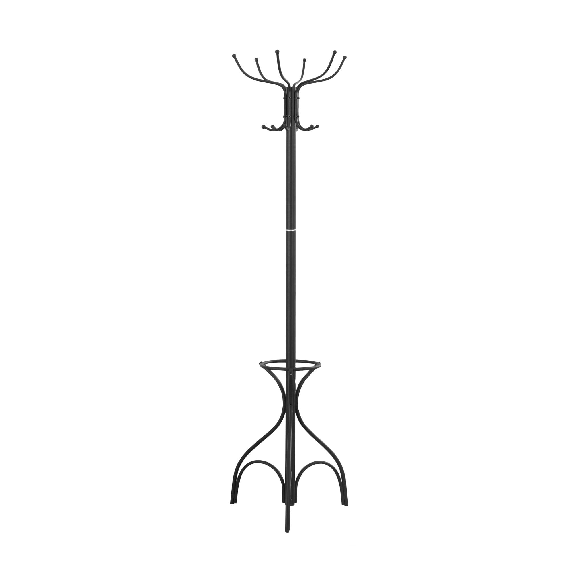 HomeRoots Coat Rack - 70' H/Black Metal with an Umbrella Holder