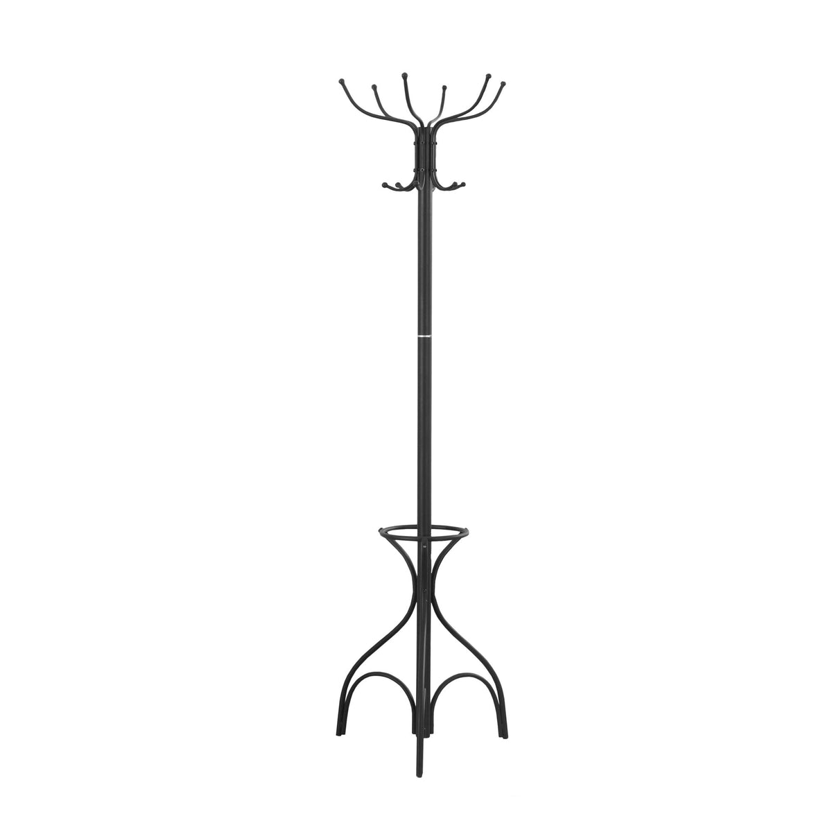 HomeRoots Coat Rack - 70' H/Black Metal with an Umbrella Holder