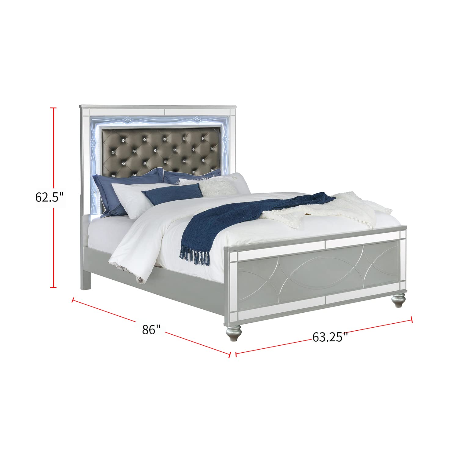 Coaster Gunnison Queen Bed 5-Piece Set, Silver Metallic