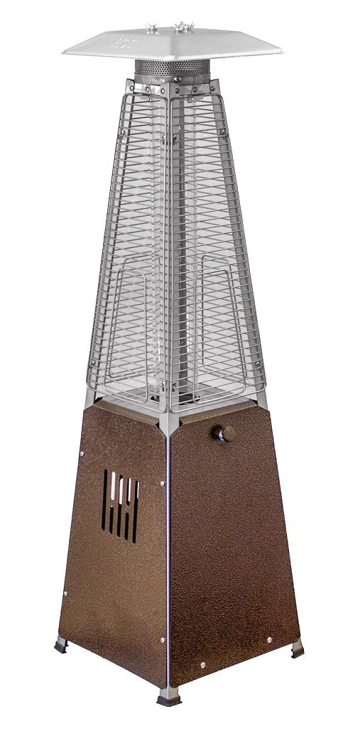 Hiland Hlds032-Gtthg Portable Propane Table Top Pyramid Glass Tube Patio Heater, 9500 Btu, Bronze, Small