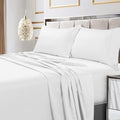 Tribeca Living Soft Egyptian Cotton Sateen Solid Pillowcase Set Extra Deep Pocket, 600 Thread Count, Bed Sheet, Cal King, White