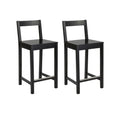 Amazon Basics Wooden Bar Stool with Backrest 24, Black, Set of 2