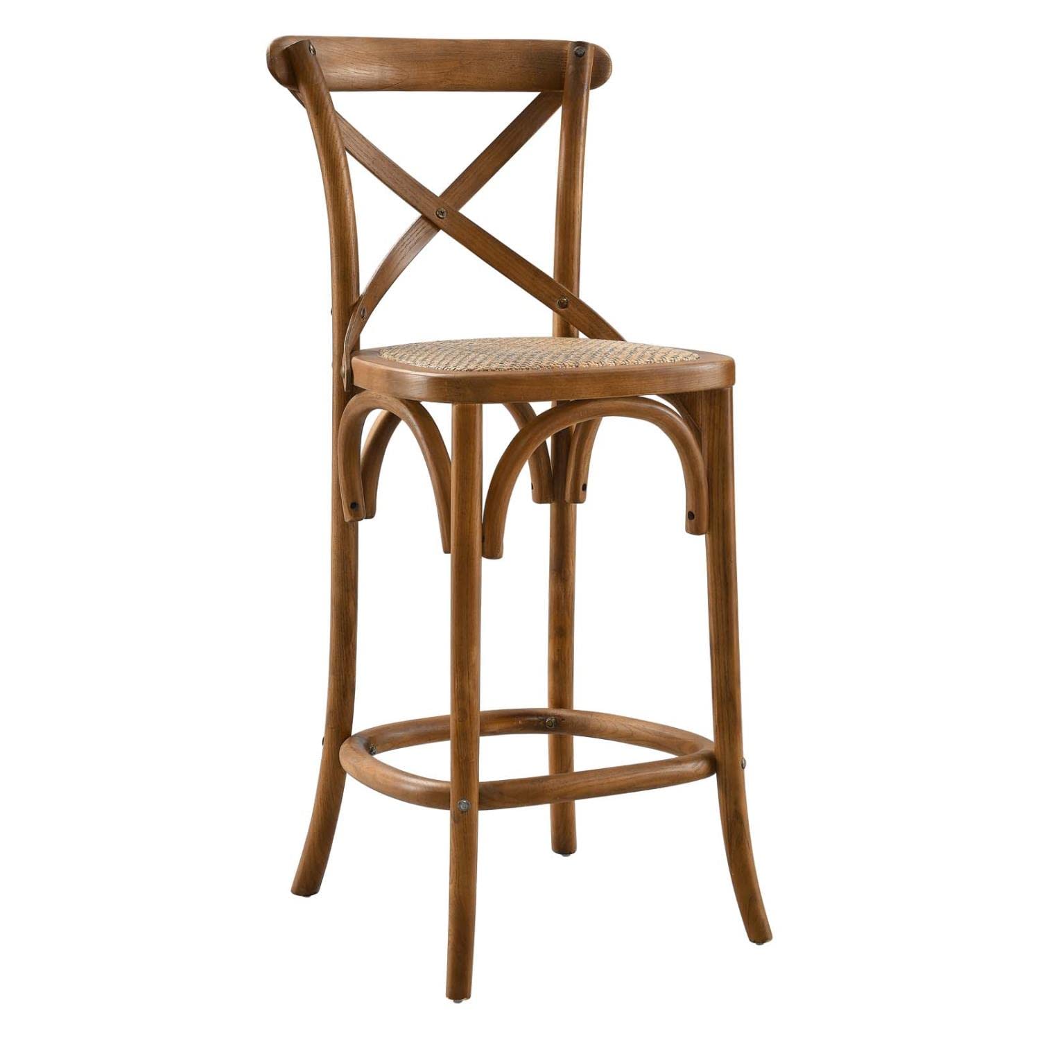 Modway Gear X-Back Wood Counter Stool In Walnut