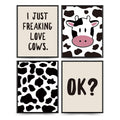 PLKMN I Just Freaking Love Cows Ok Posters Printing Wall Decor,Cow Decor,Farmhouse Cute Funny Cow Themed Wall Art Prints Decor f