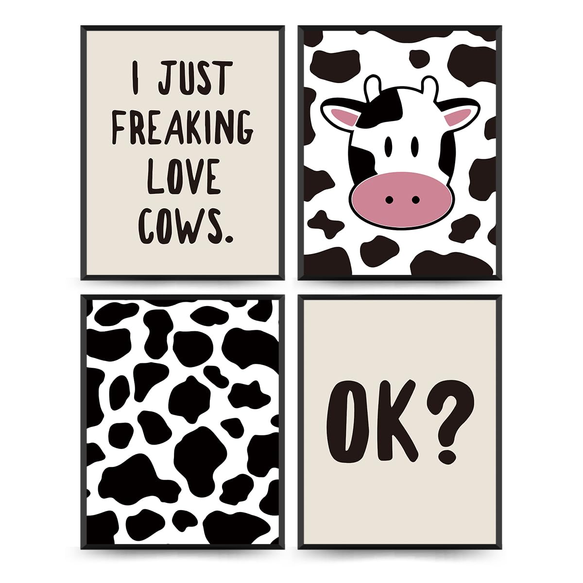 PLKMN I Just Freaking Love Cows Ok Posters Printing Wall Decor,Cow Decor,Farmhouse Cute Funny Cow Themed Wall Art Prints Decor f