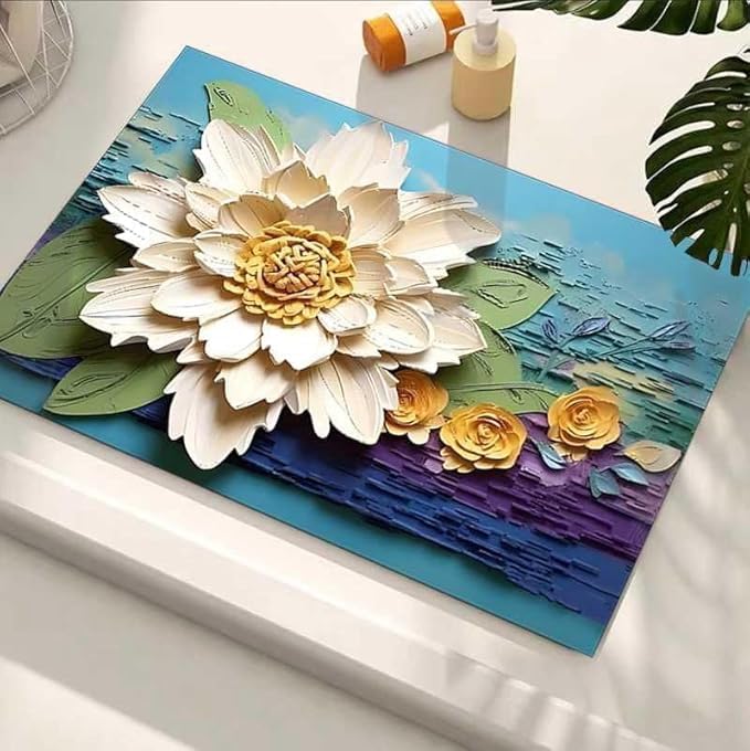 VAJASIL 5D Squre Bathroom Mat 5D Flower Bath Mat  Ultra Absorbent, NonSlip Bathroom Rug  QuickDry, AntiSkid Shower Mat  So