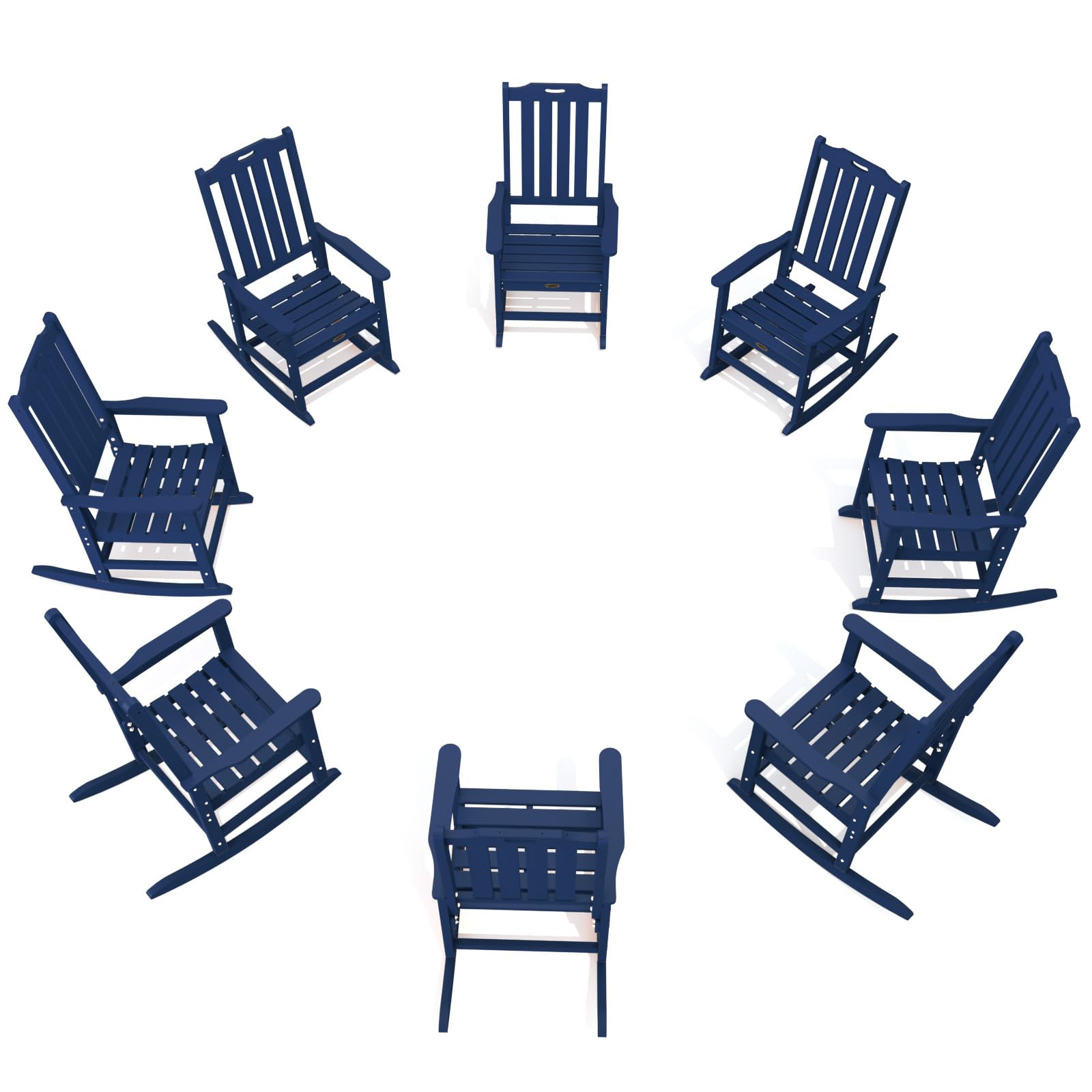 THOEOE Oversized Rocking Chair Set of 8, Outdoor Rocking Chair for Adults, All Weather Resistant Porch Rocker for Lawn Garden, N