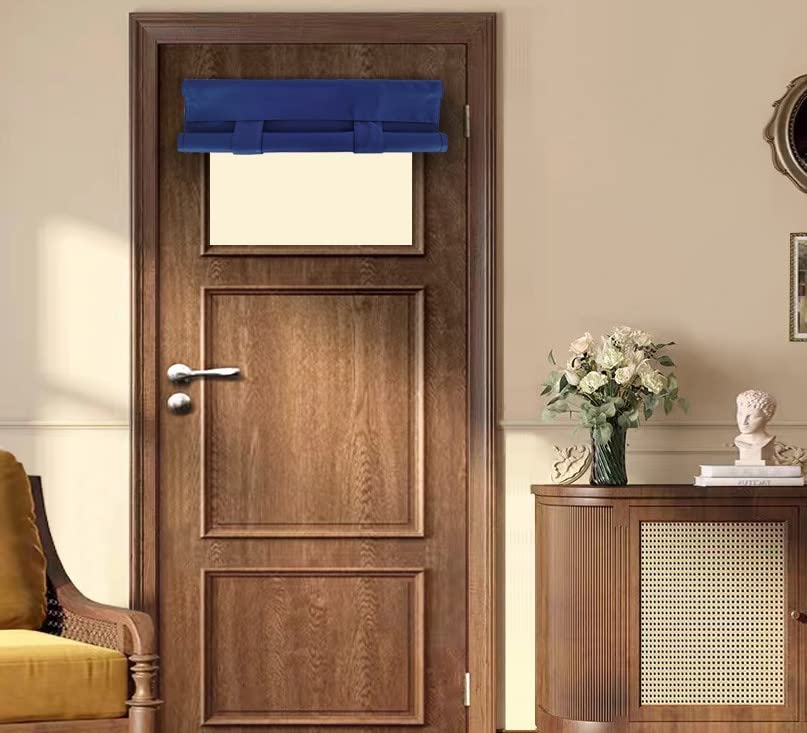 Pi Blackout Small Door Curtain,Privacy Thermal Insulated Door Window Curtain For Small Window/Small Front Door/Office 1 Panel (W26Xl20,Navy)