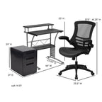 Flash Furniture Work From Home Kit - Black Computer Desk, Ergonomic Mesh/Leathersoft Office Chair And Locking Mobile Filing Cabinet