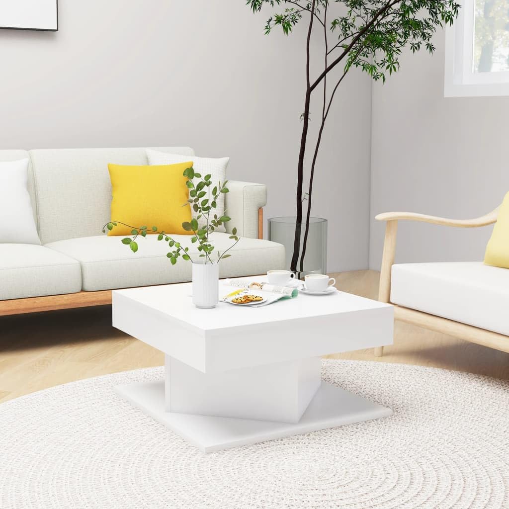 vidaXL White Coffee Table 57x57x30 cm Particleboard