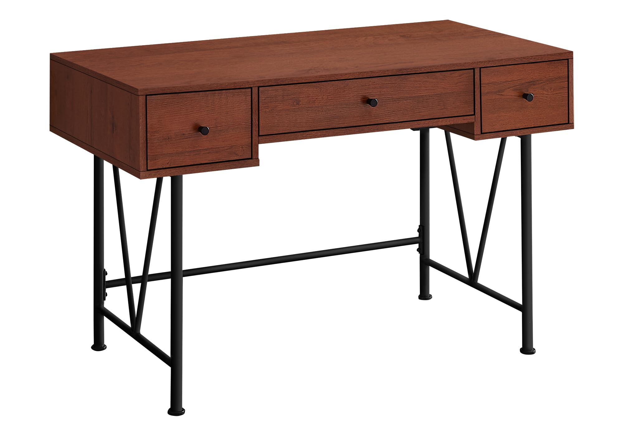 Monarch Specialties 7671 Computer Desk, Home Office, Laptop, Storage Drawers, 48&quot; L, Work, Metal, Laminate, Brown, Transitional Desk-48 L Cherry Black, 47.25&quot; L x 23.75&quot; W x 30.5&quot; H