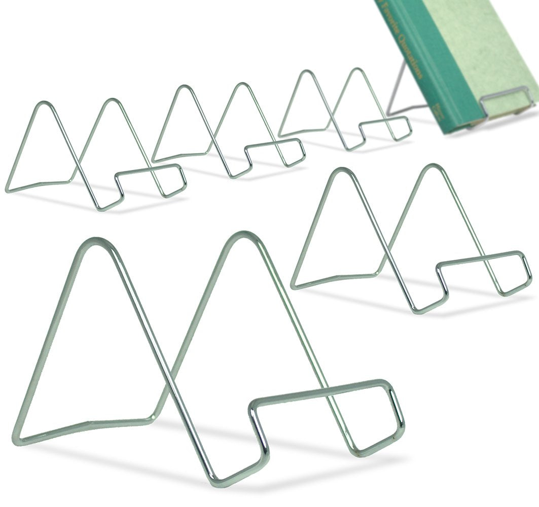 BANBERRY DESIGNS Silver Wire Easel Display Stand - Smooth Chrome Metal - 3 Inch - Pack of 6