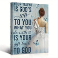 KACHI PENCIL Inspirational Ballet Dancer Canvas Wall Art with Blue Butterflies  Gods Talent Gift Quote  Home Decor for Bedroo