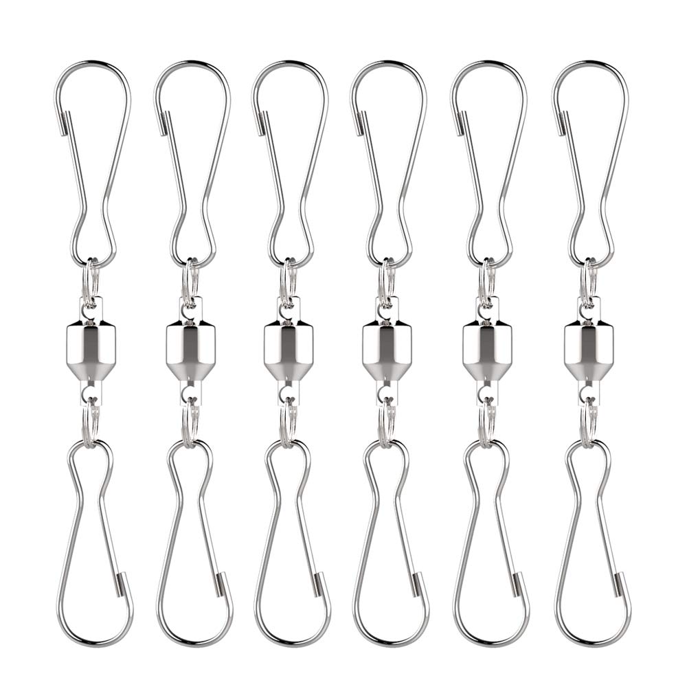 Alamic Swivel Dual Clips - Wind Spinner Hangers Spiral Tails Twisters Wind Socks, For Spinning Windsocks And Any Kites, Flower P