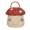 Kqcibz Handmade Rattan MushroomShaped Storage Basket Cute Handmade Handcrafted Decoration Artwork Rattan, Red Easy to Use