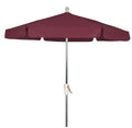FiberBuilt Umbrellas Garden Umbrella with Push-Button Tilt, 7.5 Foot Burgundy Canopy and Bright Aluminum Pole