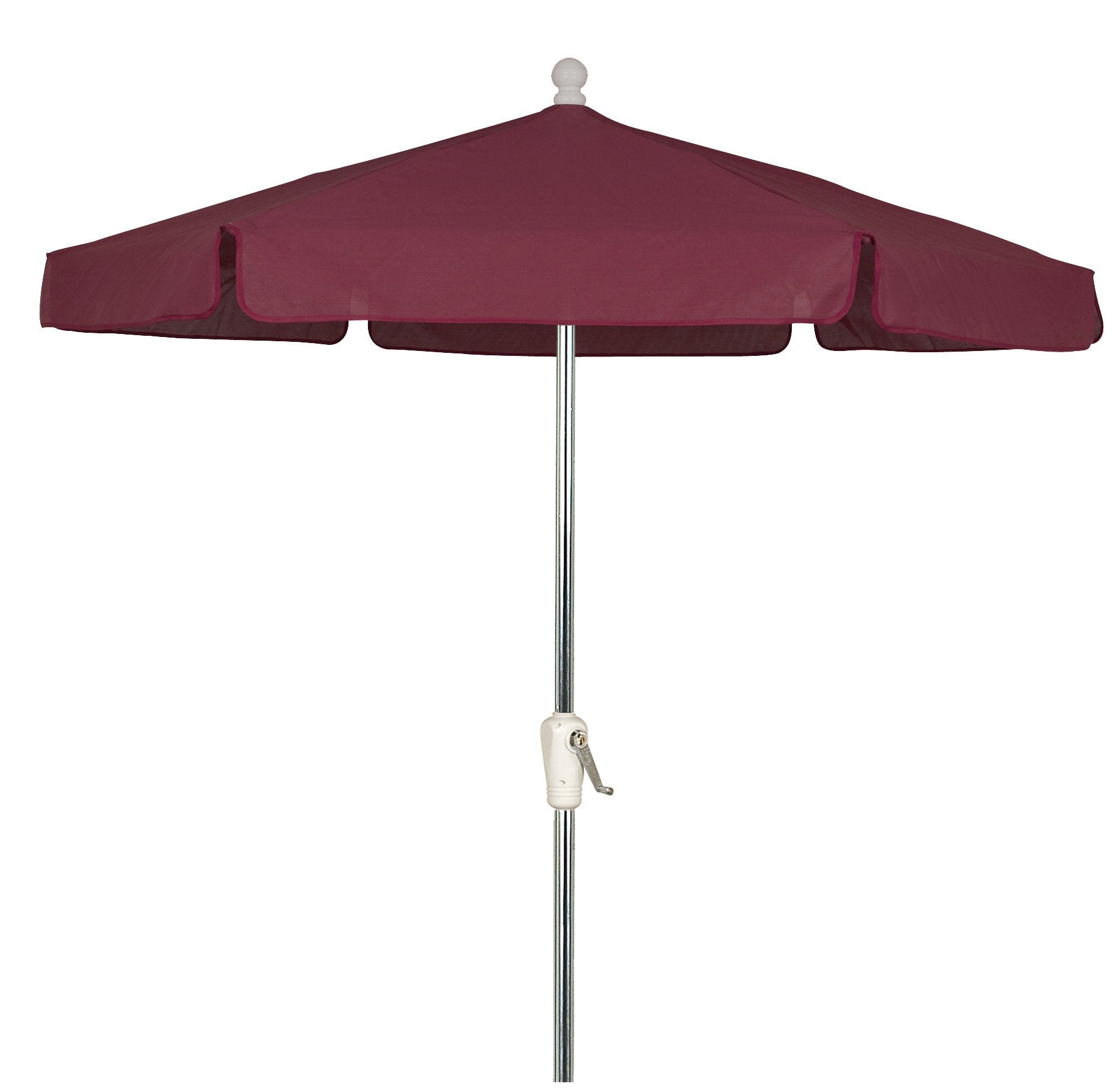 FiberBuilt Umbrellas Garden Umbrella with Push-Button Tilt, 7.5 Foot Burgundy Canopy and Bright Aluminum Pole
