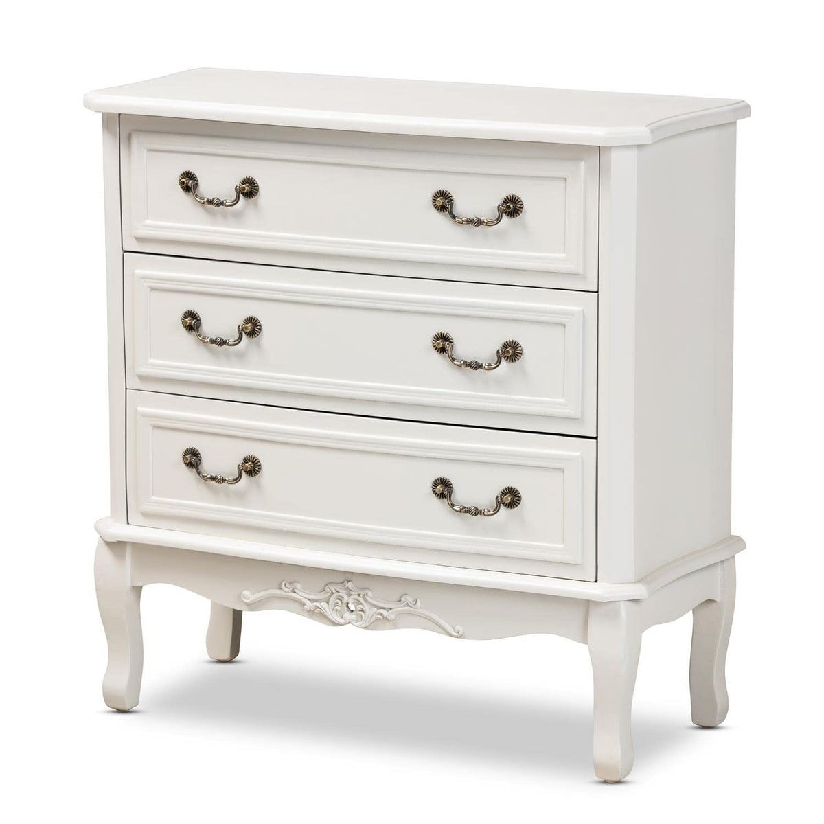 Baxton Studio Gabrielle White-Finished 3-Drawer Wood Dresser