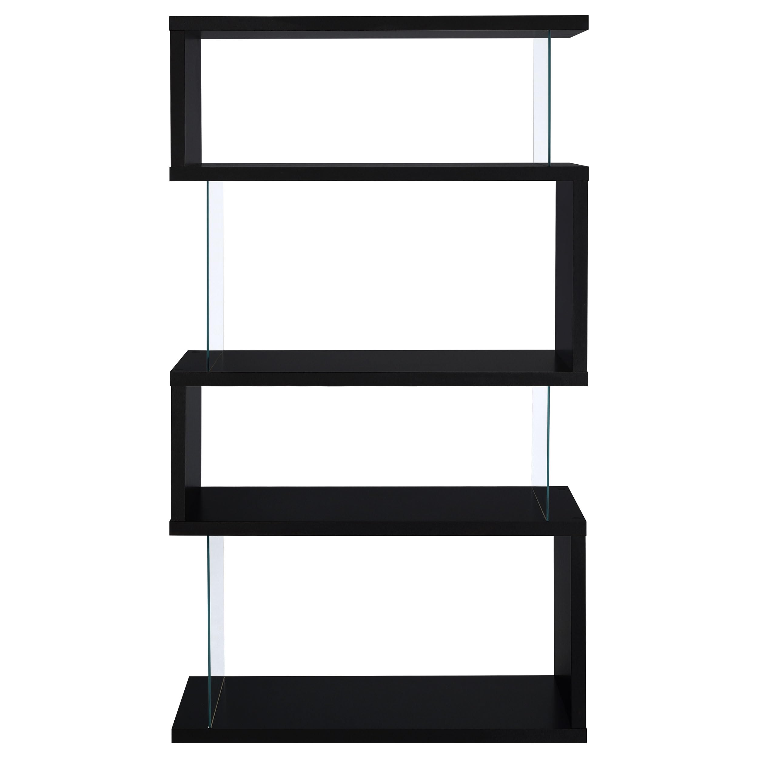 Coaster Home Furnishings Emelle 63-inch 4-Shelf Glass Panel Bookshelf Black