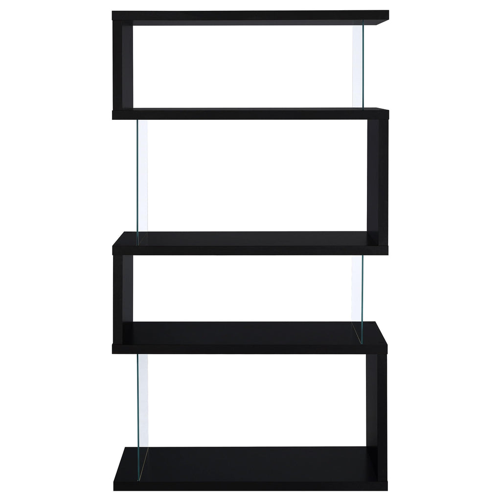 Coaster Home Furnishings Emelle 63-inch 4-Shelf Glass Panel Bookshelf Black