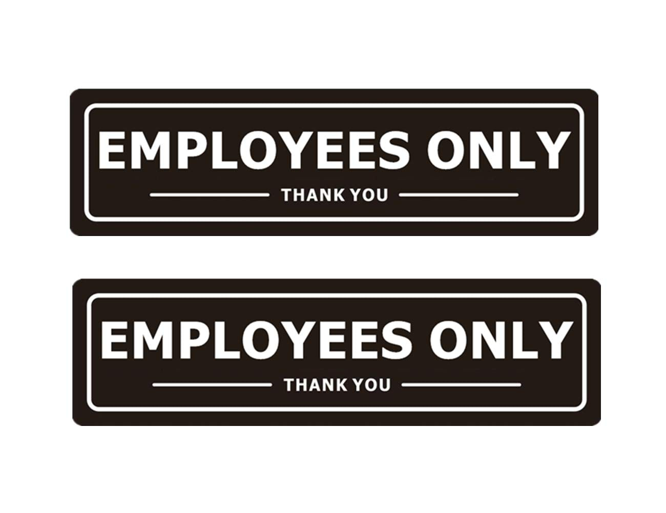 Self-Adhesive Employees Only Sign For Business Office Door, 2 Pack Black Color 7.0 X 2.0 Inches, Stuff Employee Metal Signs For