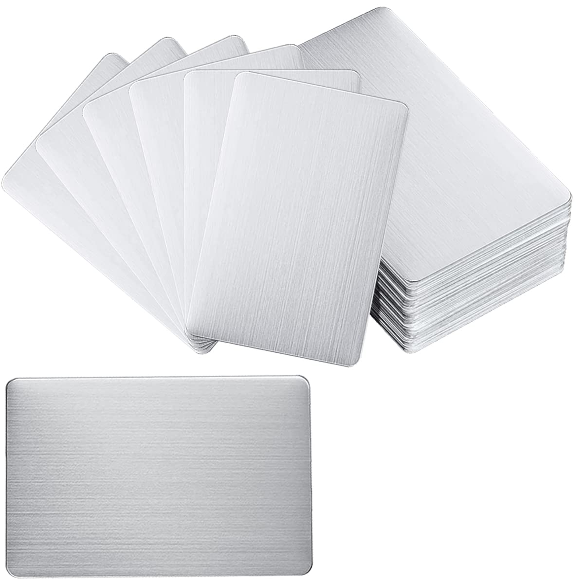 Losyhu 100Pcs Metal Business Cards - 0.45Mm Thick Aluminum, Laser Engraving Blanks For Office, Diy & Vip Cards, 3.4 X 2.1 Inch,