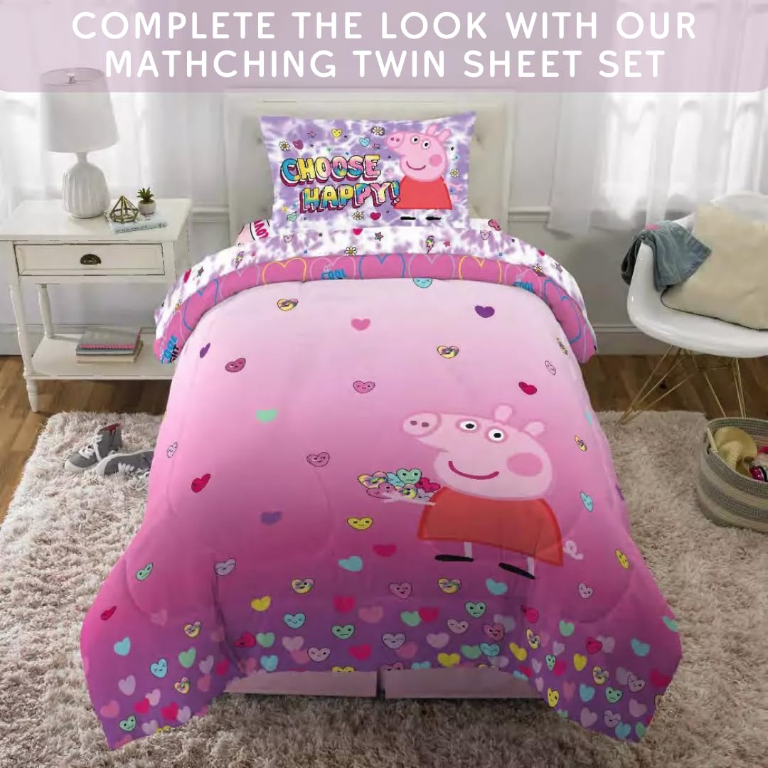 Franco Peppa Pig Pink Heart Kids Bedding Super Soft Microfiber Sheet Set, Twin, (Officially Licensed Product)