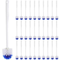 Willinglong 30 Pcs Toilet Bowl Brush 18.5 Inch Plastic Handle,Blue, White