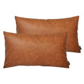 Homfiner Set Of 2 Thick Faux Leather Lumbar Throw Pillow Covers 12X20, Modern Farmhouse Boho Small Long Accent Scandinavian Deco