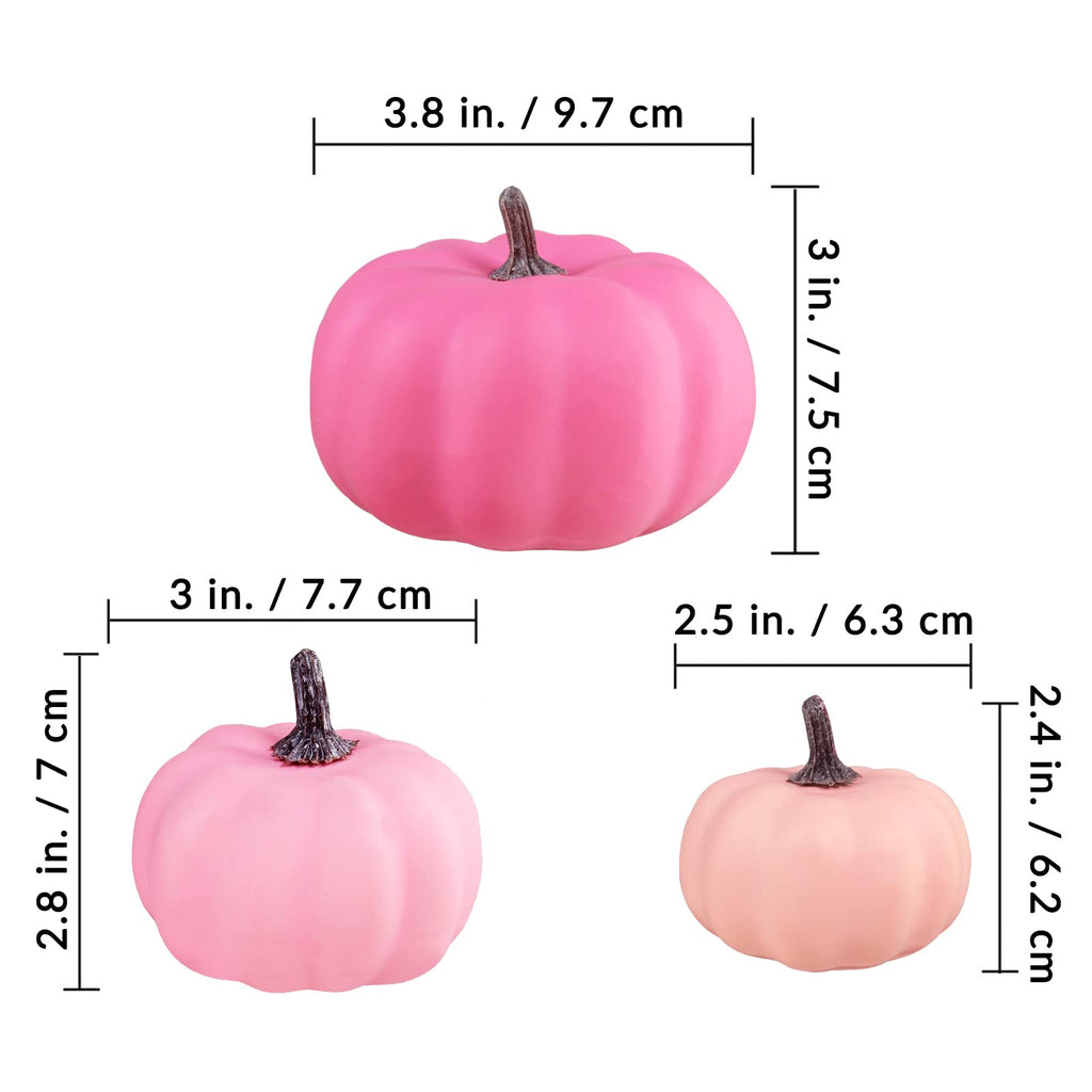 12 Pcs Assorted Small Fall Artificial Pumpkins Faux Pink Pumpkins Decorative Pumpkins Foam Pumpkins For Gifts Fall Wedding Baby