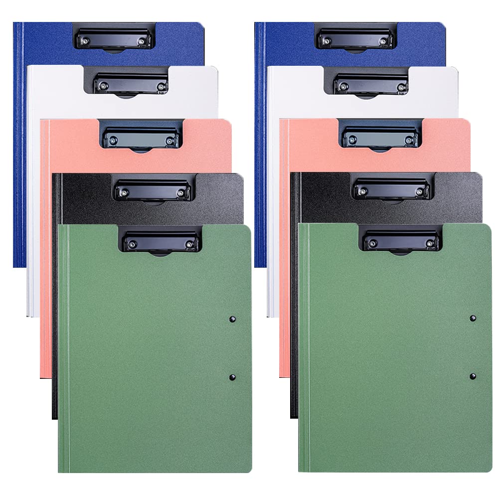 Muyics 10 Pack Foldable Clipboards, A4 Size High Capacity Nursing Clipboards, Office Clipboard Folder With Double Clips Metal Cl