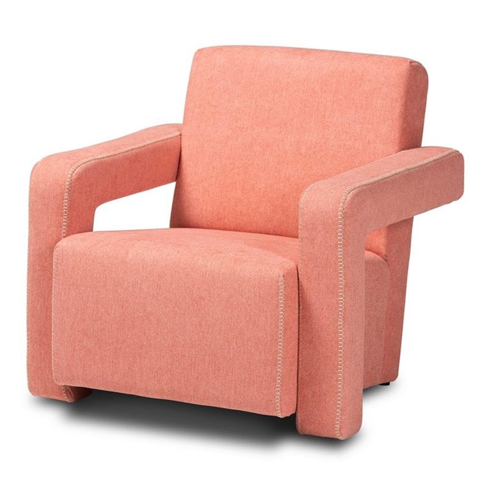 Baxton Studio Madian Light Red Fabric Upholstered Armchair