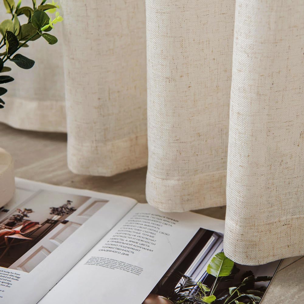 Ftinala 108 Inch Curtains Natural Linen Sheer Curtains 108 Inches Long Pinch Pleated Drapes Extra Long Neutral Farmhouse Curtain