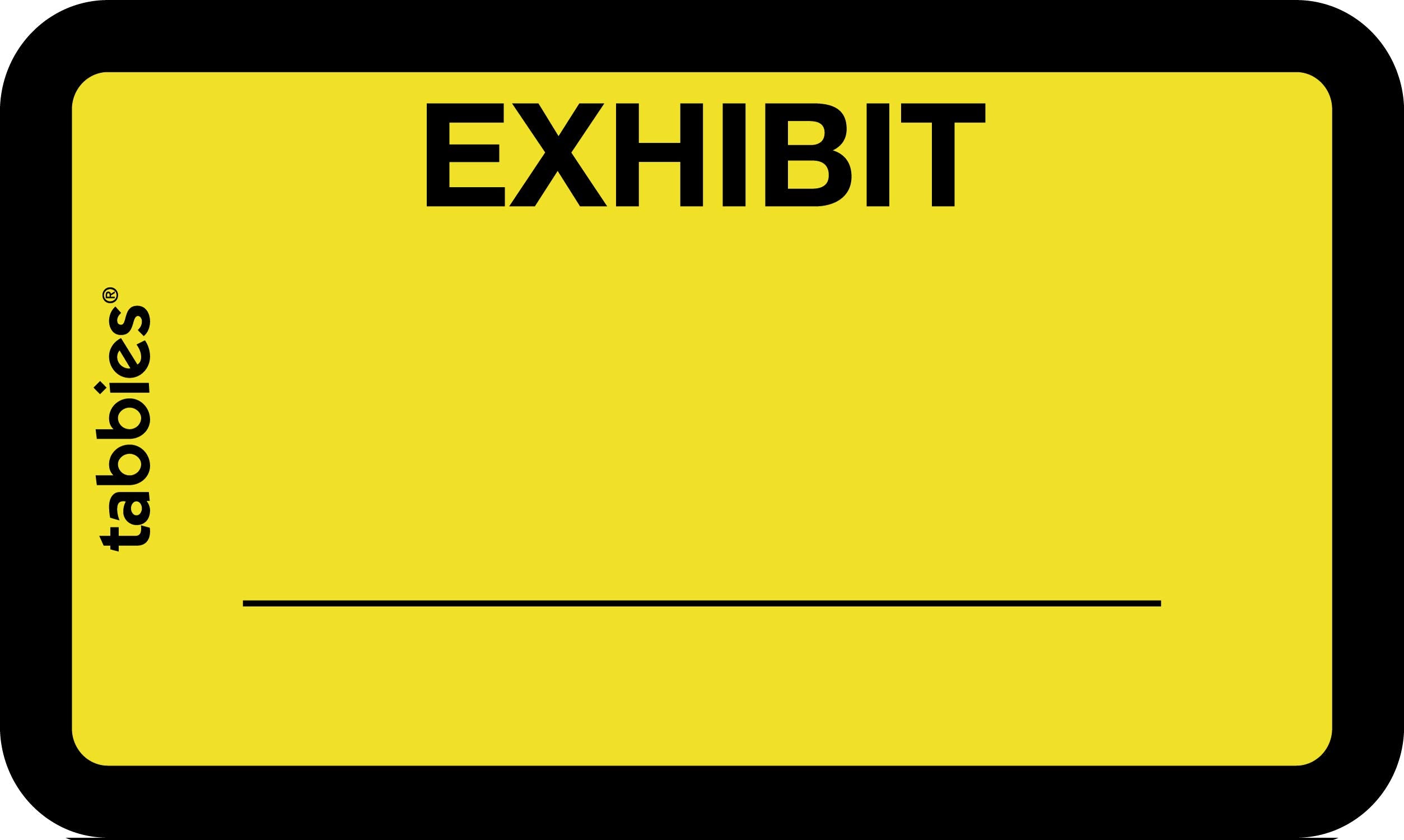 Tabbies Legal Exhibit Labels, Label: 1-5/8'W X 1' H, Sheet: 5-1/4'W X 3-1/4'H, Yellow,Exhibit 252 Labels/Pack (58090)